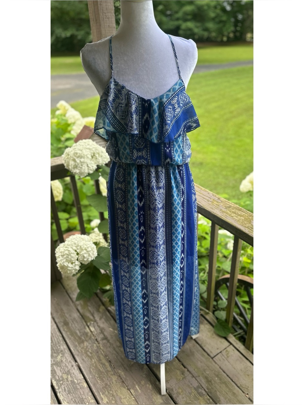 City Triangles Blue Maxi Razorback Dress with Adjustable Straps Size Small